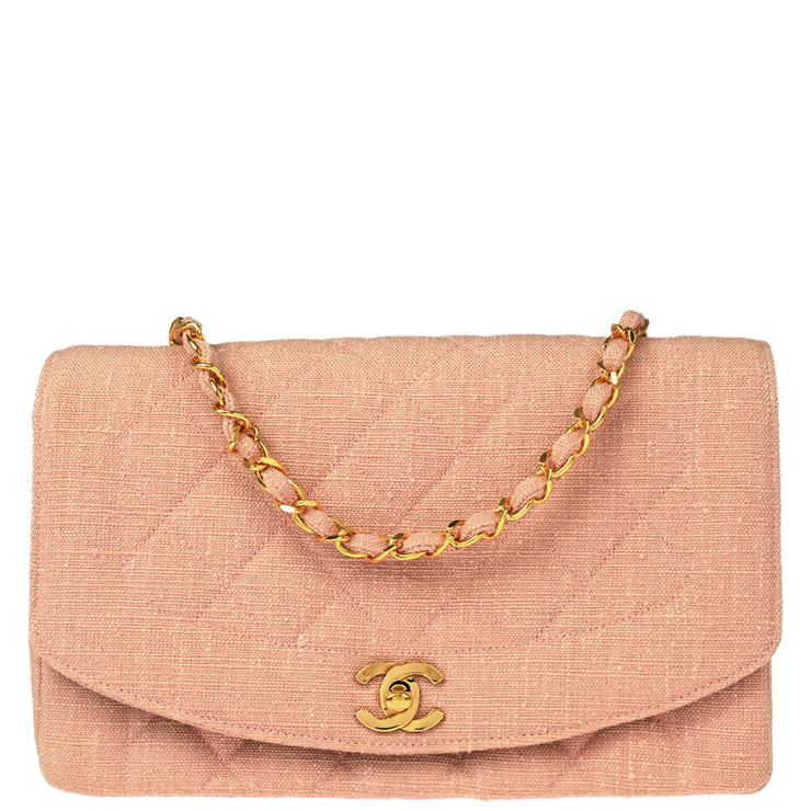 Chanel Pink Canvas Diana Medium Shoulder Bag