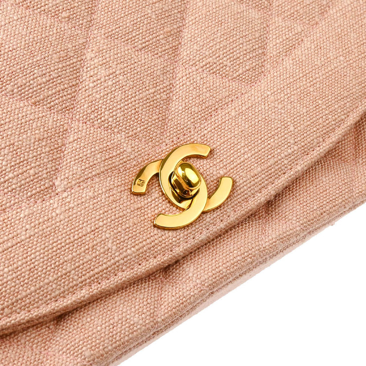 Chanel Pink Canvas Diana Medium Shoulder Bag