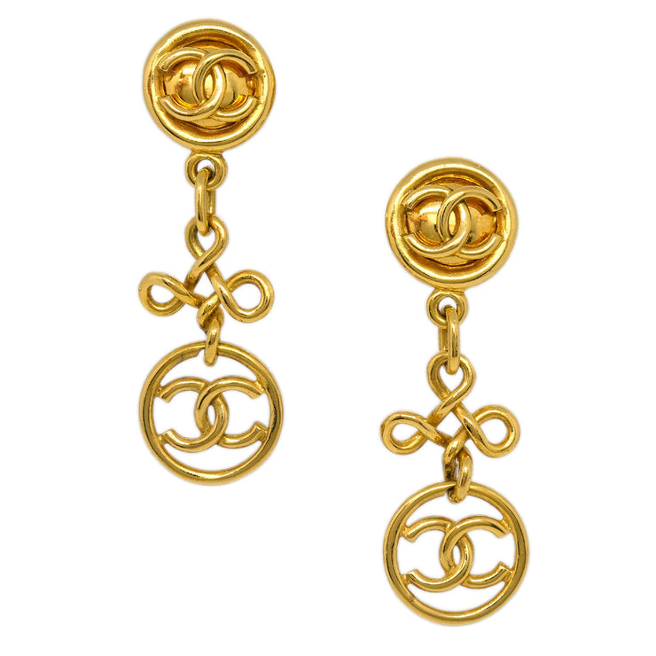 Chanel Dangle Earrings Clip-On Gold 95P/2927