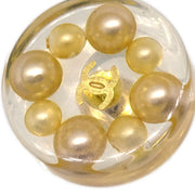 Chanel Button Piercing Earrings Costume Pearl Clear