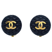 Chanel Black Button Earrings Clip-On 94P