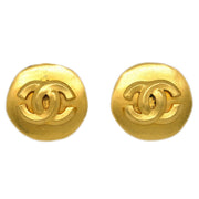 Chanel Gold Button Earrings Clip-On 96P