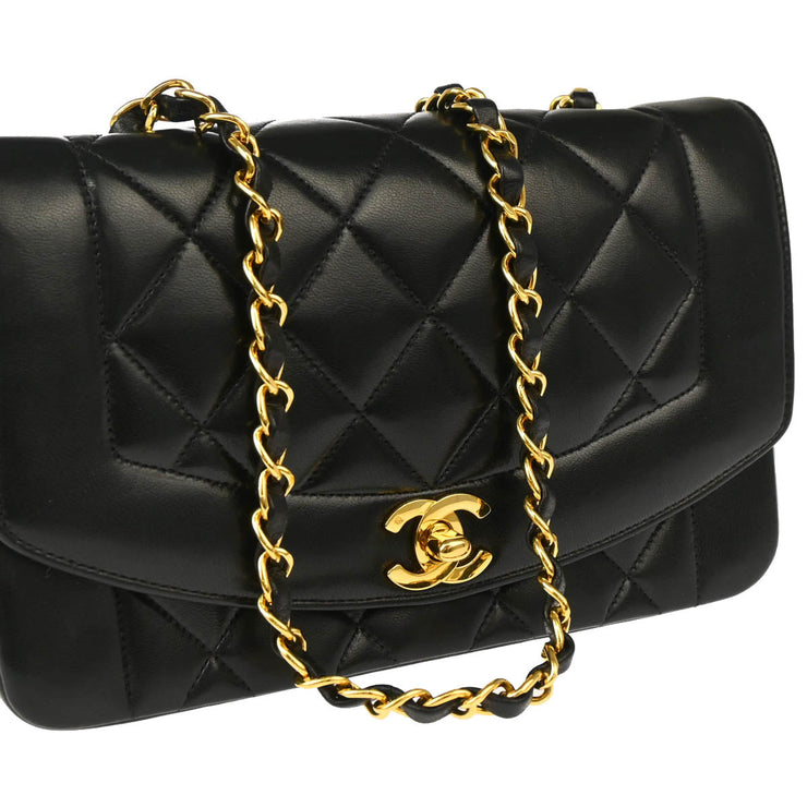 Chanel Black Lambskin Small Diana Shoulder Bag