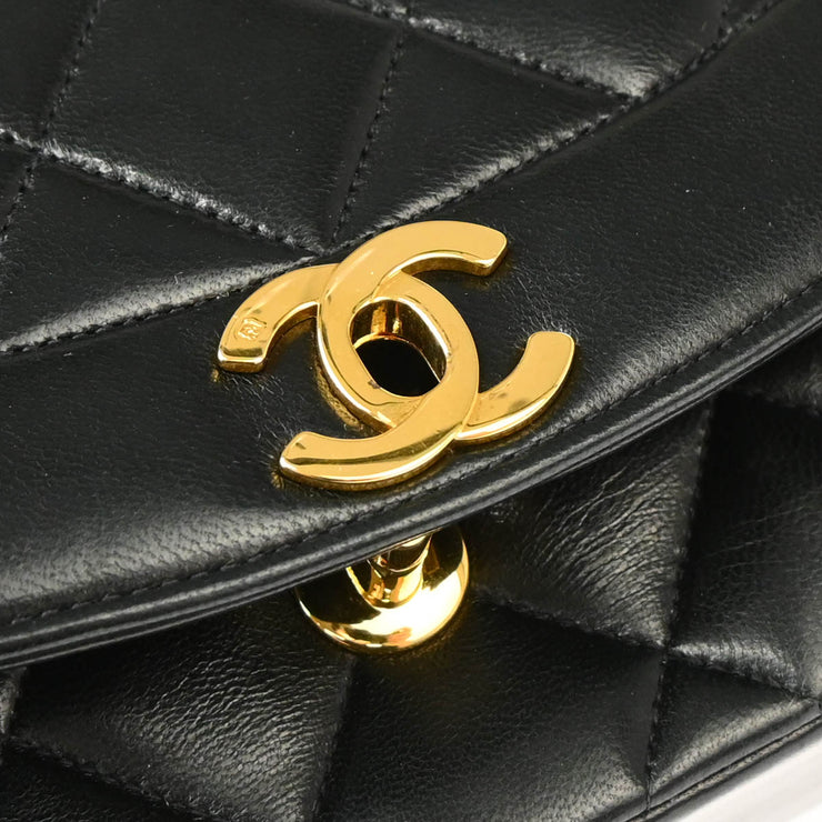 Chanel 1991-1994 Black Lambskin Small Diana Shoulder Bag