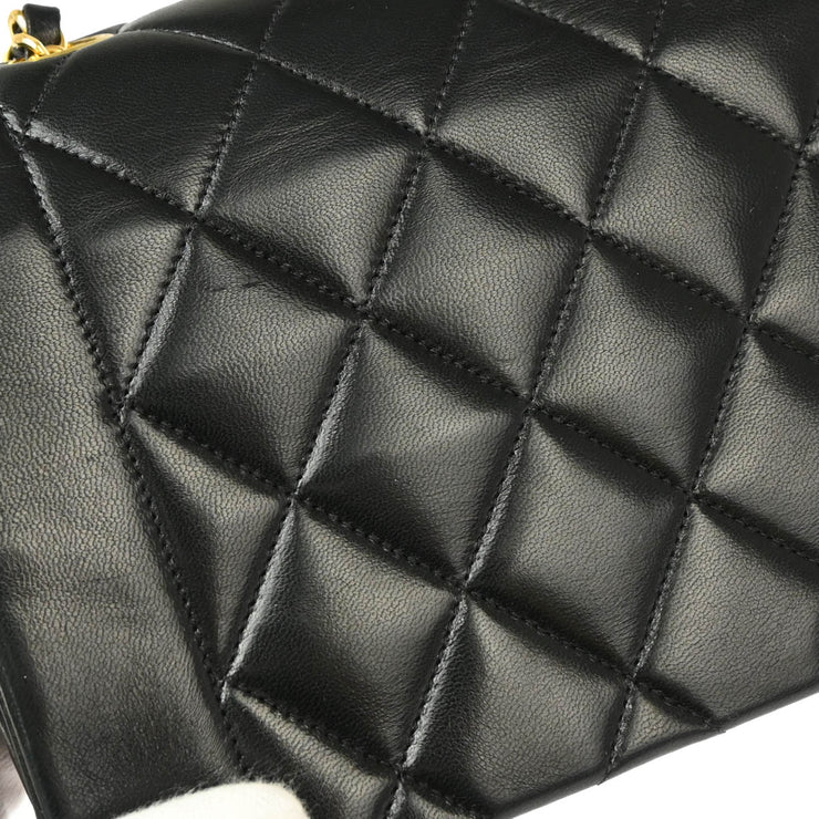 Chanel 1991-1994 Black Lambskin Small Diana Shoulder Bag