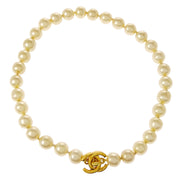 Chanel Costume Pearl Chain Necklace Gold 97P