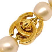 Chanel Costume Pearl Chain Necklace Gold 97P