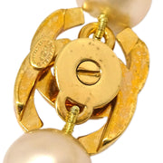 Chanel Costume Pearl Chain Necklace Gold 97P