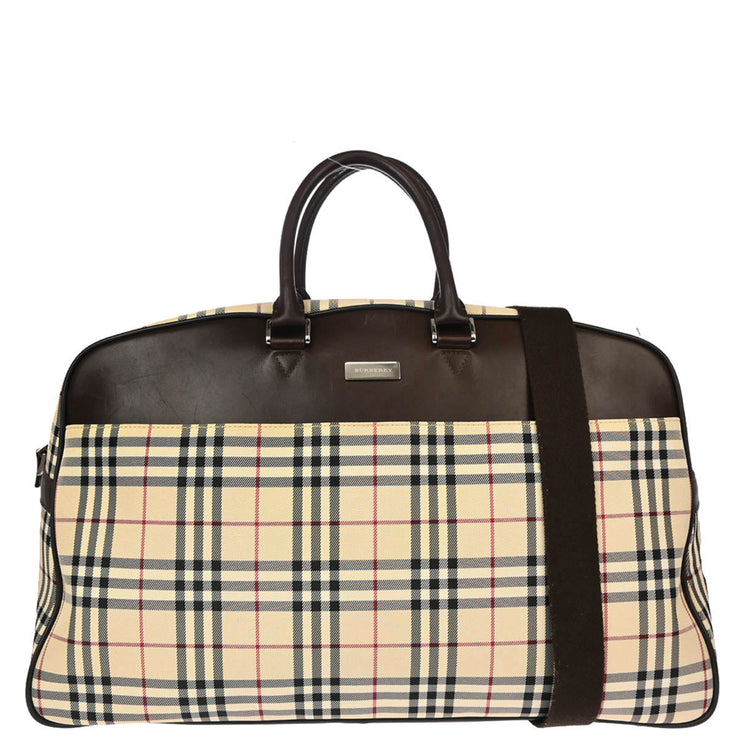 Burberry Beige Burberry Check 2way Duffel Handbag