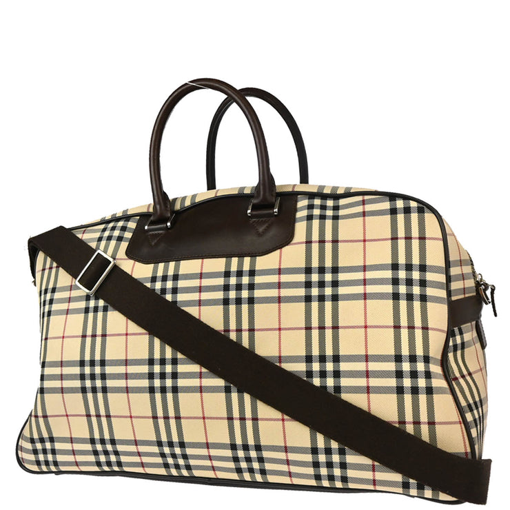 Burberry Beige Burberry Check 2way Duffel Handbag