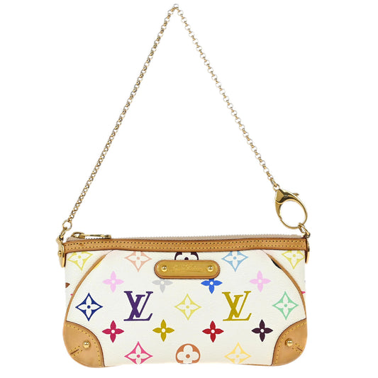 Louis Vuitton 2011 White Multicolor Pochette Milla MM Handbag M60096
