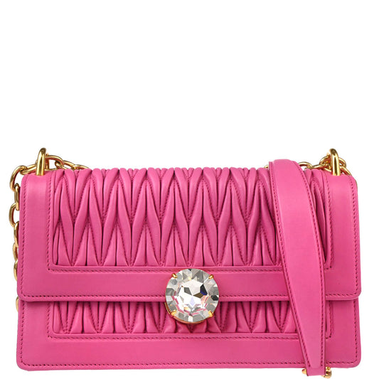 Miu Miu Pink Lambskin Matelasse Shoulder Bag