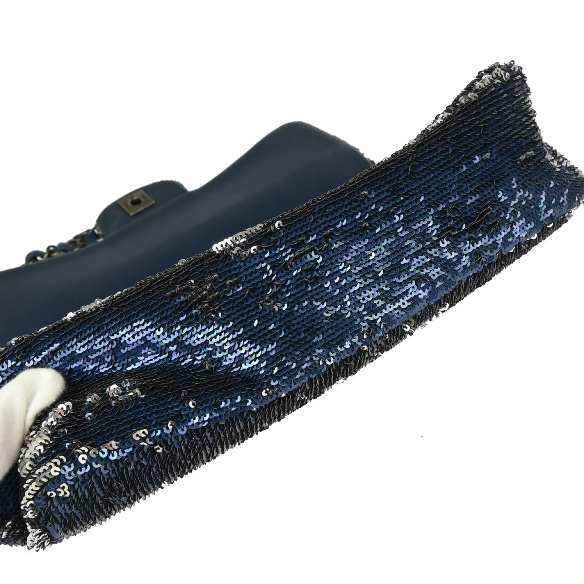 Chanel 2017 Blue Sequins Coco Cuba Flap Double Chain Shoulder Bag