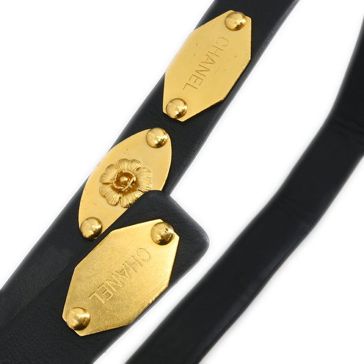 Chanel Black Leather Icon Belt Small Good