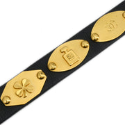 Chanel Black Leather Icon Belt Small Good