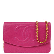 Chanel Pink Caviar Timeless WOC Chain Shoulder Wallet Bag