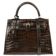 Hermes * 2007 Cocaon Niloticus Crocodile Kelly 25 Sellier 2way Shoulder Handbag