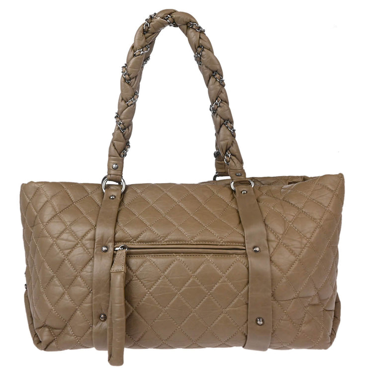 Chanel 2006-2008 Beige Lambskin Ready Braid Tote Handbag