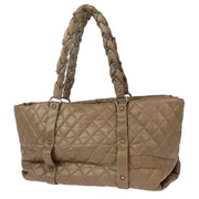 Chanel 2006-2008 Beige Lambskin Ready Braid Tote Handbag