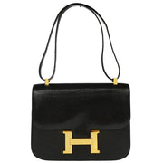 Hermes * 1983 Black Lizard Constance 23 Shoulder Bag