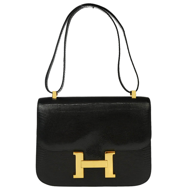 Hermes * Black Lizard Constance 23 Shoulder Bag