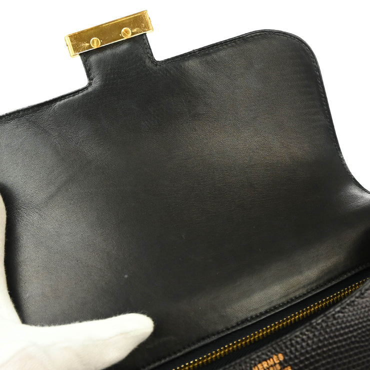 Hermes * 1983 Black Lizard Constance 23 Shoulder Bag