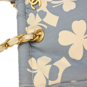 Chanel 2003-2004 Light Blue Canvas Four-Leaf Clover Chain Handbag