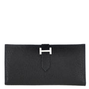 Hermes * Black Emu Bearn Bifold Long Wallet