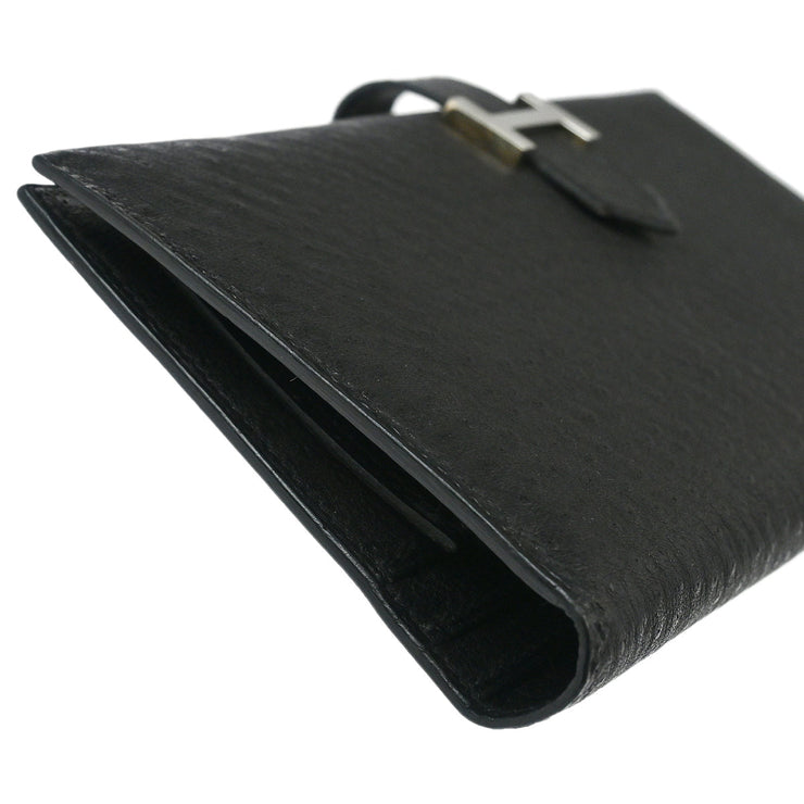 Hermes * Black Emu Bearn Bifold Long Wallet