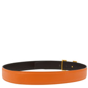 Hermes Orange Box Calf Reversible Belt #80 Small Good