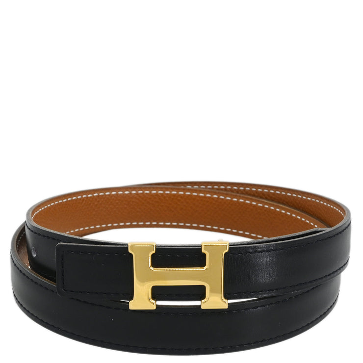 Hermes Black Box Calf Constance Reversible Belt #75 Small Good