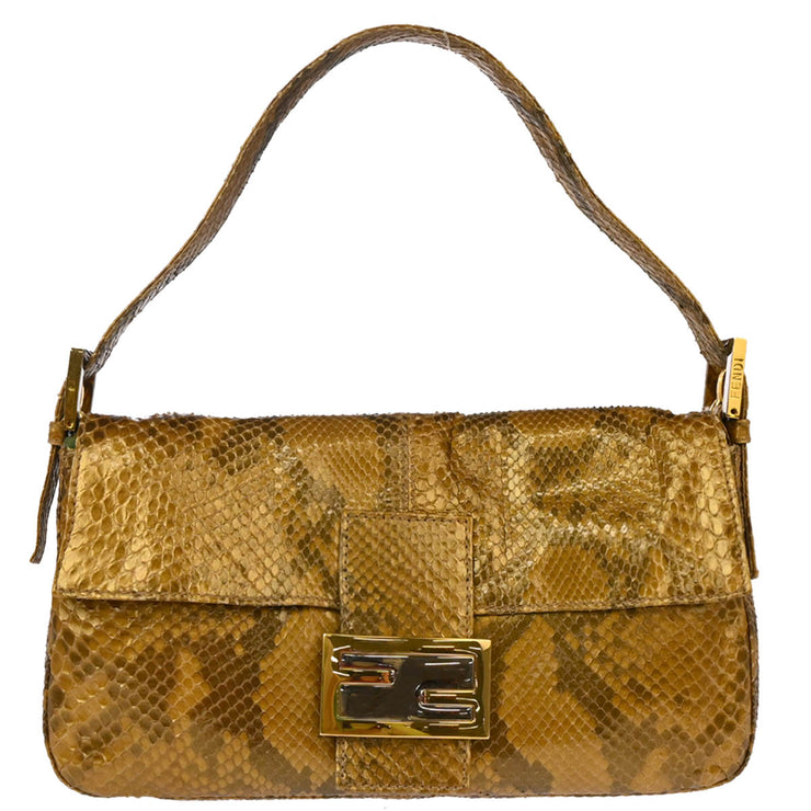 Fendi * Gold Python Baguette Handbag