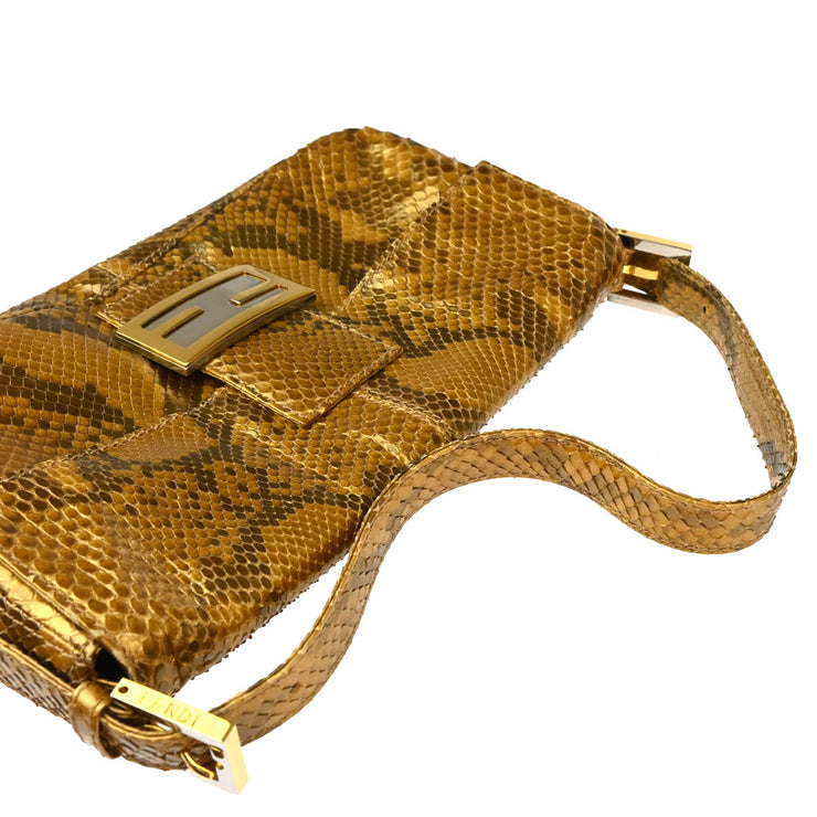 Fendi * Gold Python Baguette Handbag