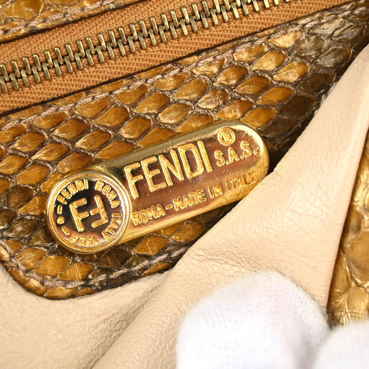 Fendi * Gold Python Baguette Handbag