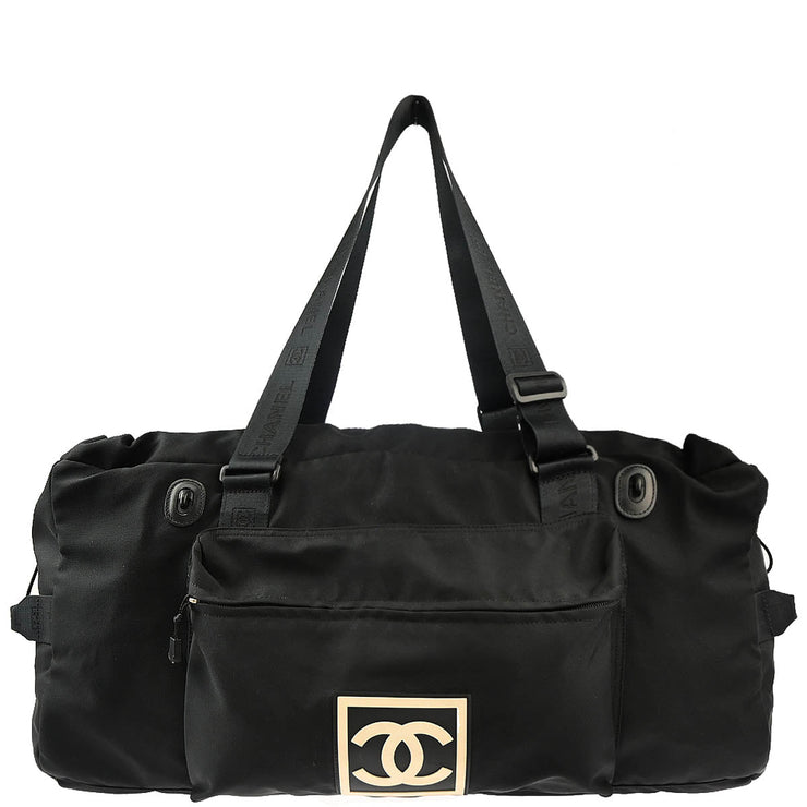 Chanel Black Nylon Sport Line Duffle Gym Bag