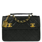 Chanel * Black Lambskin 2way Shoulder Handbag