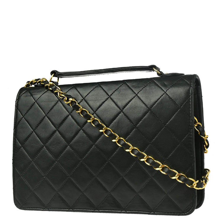 Chanel * Black Lambskin 2way Shoulder Handbag