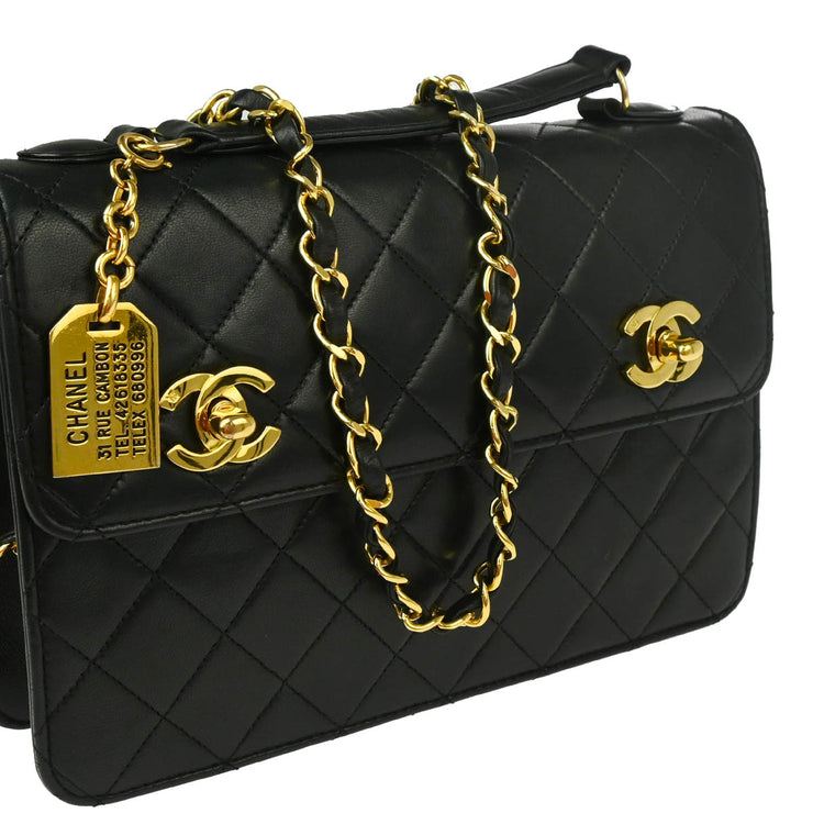 Chanel * Black Lambskin 2way Shoulder Handbag