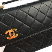 Chanel * 1989-1991 Black Lambskin 2way Shoulder Handbag