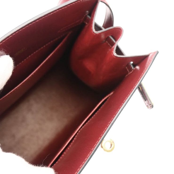 Hermes 1998 Rouge H Box Calf Kelly Sport PM Shoulder Bag