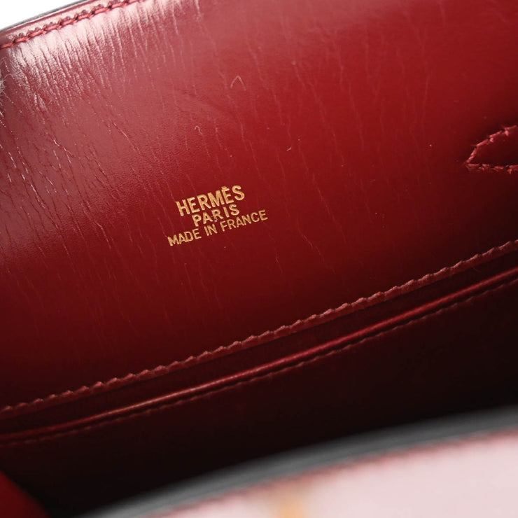 Hermes 1998 Rouge H Box Calf Kelly Sport PM Shoulder Bag