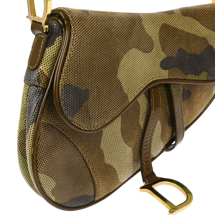 Christian Dior 2000 Green Camouflage Saddle Handbag