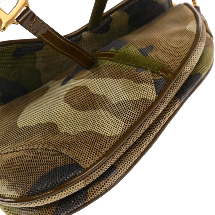 Christian Dior 2000 Green Camouflage Saddle Handbag