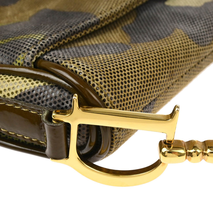 Christian Dior 2000 Green Camouflage Saddle Handbag