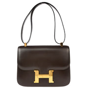 Hermes 1988 Chocolat Box Calf Constance 23 Shoulder Bag