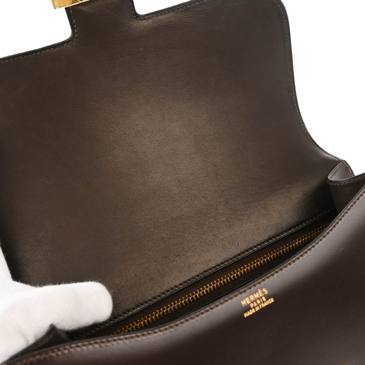 Hermes 1988 Chocolat Box Calf Constance 23 Shoulder Bag