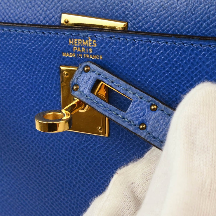 Hermes Blue Couchevel Mini Kelly 20 Sellier 2way Shoulder Handbag