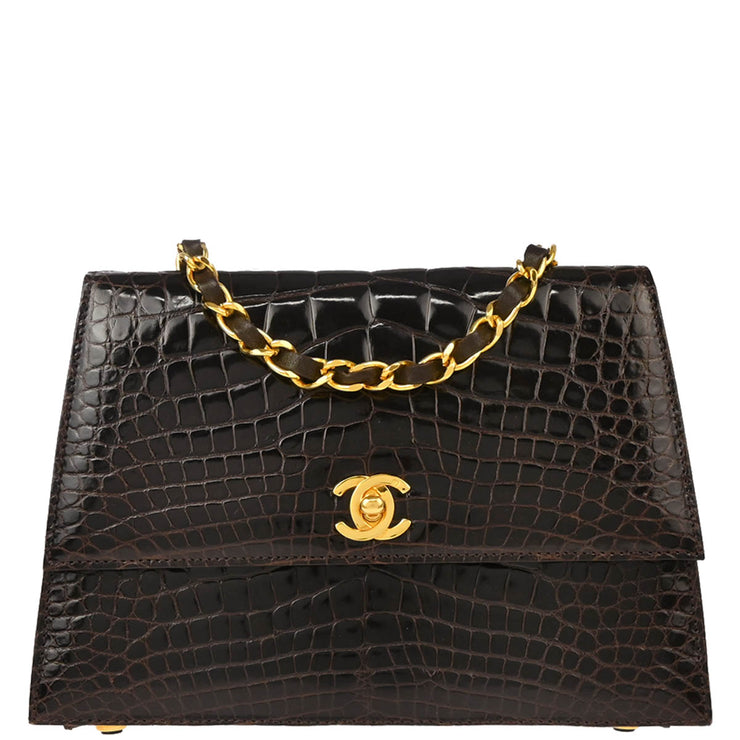 Chanel * 1989-1991 Brown Crocodile Shoulder Bag