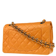 Chanel 1997-1999 Orange Lambskin Small Classic Double Flap Shoulder Bag