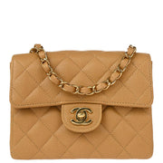 Chanel 2004-2005 Beige Caviar Mini Classic Square Flap Shoulder Bag 17